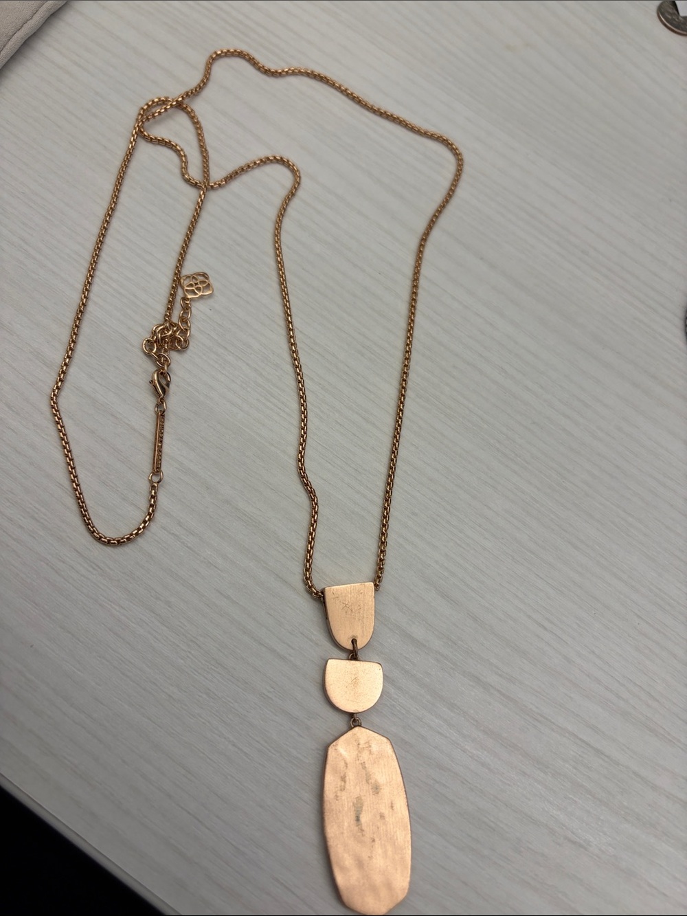 Kendra Scott Rose Gold Three-Pendant Geo Drop Necklace